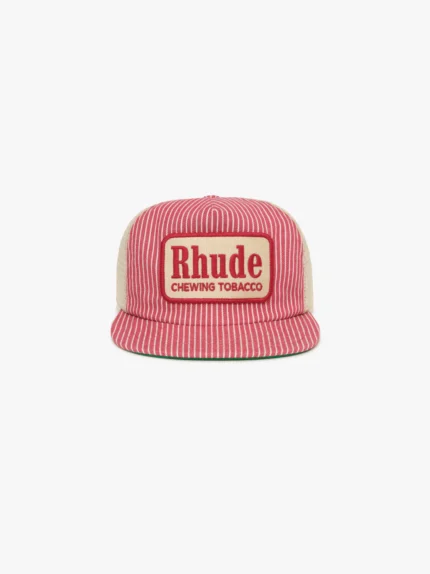 RED STRIPED TOBACCO TRUCKER HAT